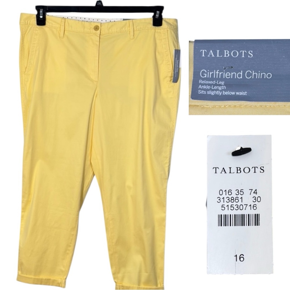 Talbots Pants Yellow Girlfriend Chino Crop in Size 16 NWT